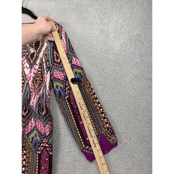 Glam Purple Boho Paisley Multicolor Keyhole Dress Women’s Small Lightweight - Picture 6 of 9
